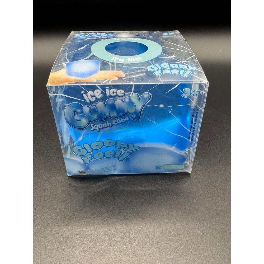 Ice Ice Gummy Squish Cube Blue Gloopy Feel Stretchy Sensory Toy Stress Relief